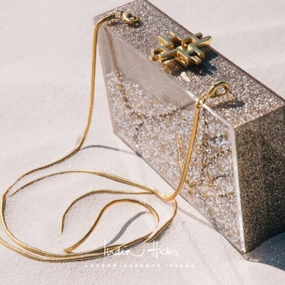 India Hicks Glitter Box Clutch - New - Picture 1 of 13